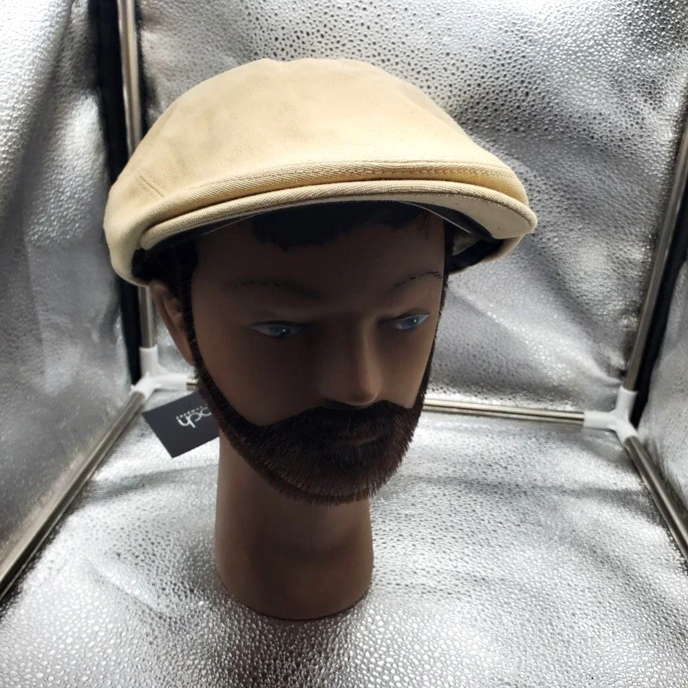 Epoch Hats Co Newsboy Flat Cap Mens S/M Beige Cotton Lined Driving Ivy‎ NWT